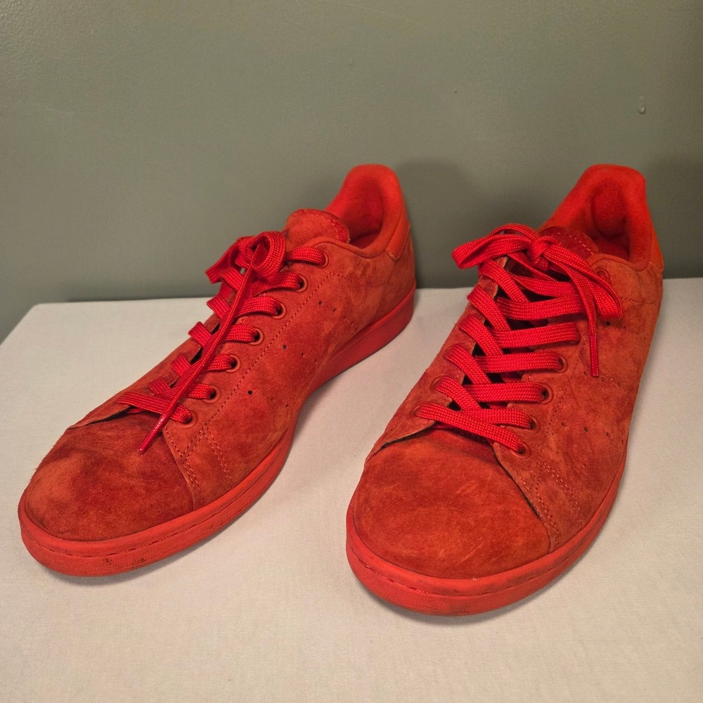 Adidas Men's Stan Smith Suede Sneakers Red Monochrome Size 10.5